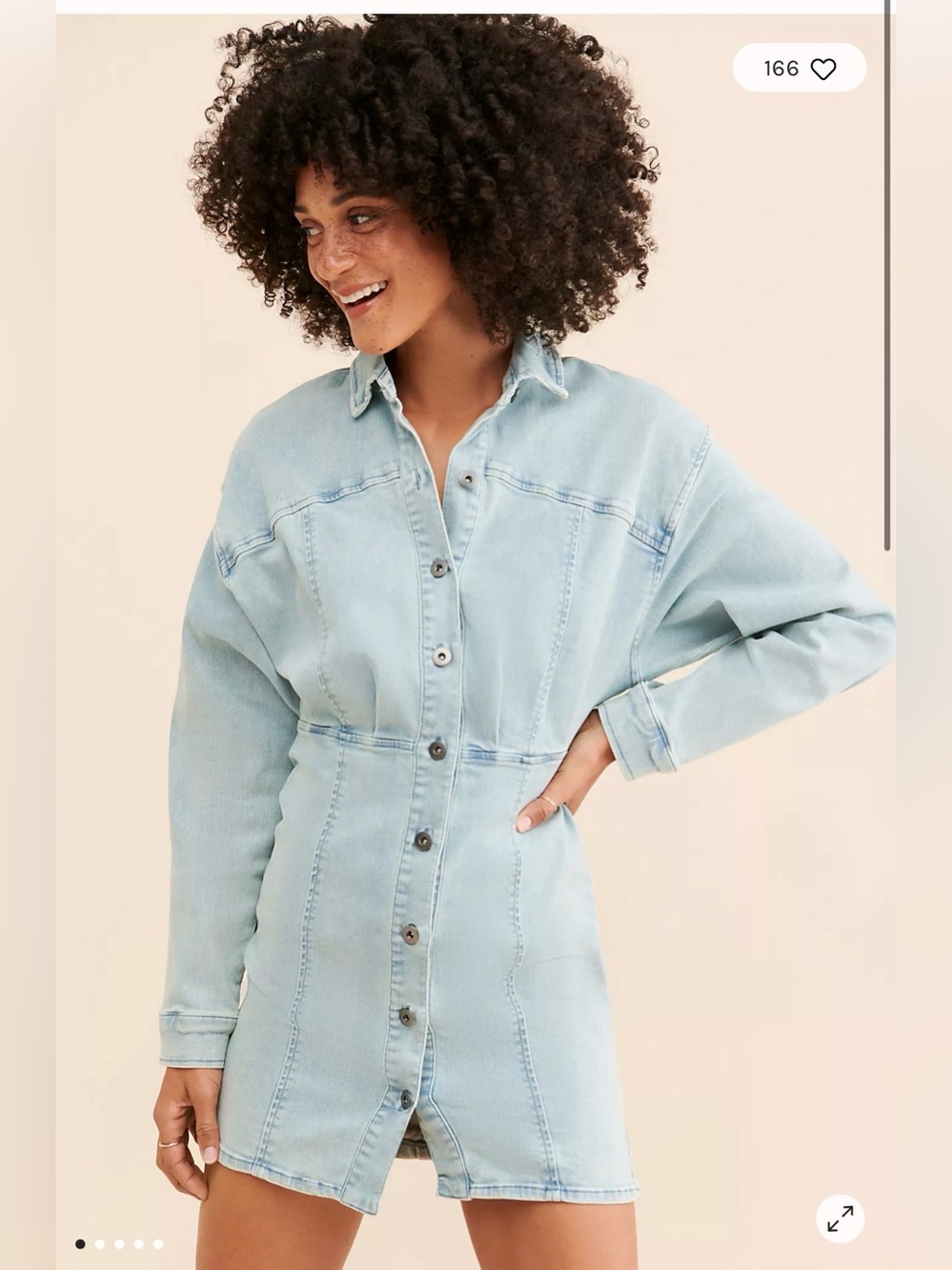Free People Denim Button-Front Shirt Dress